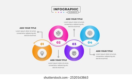 Vetor 4 etapas processo de negócios infográfico modelo de design