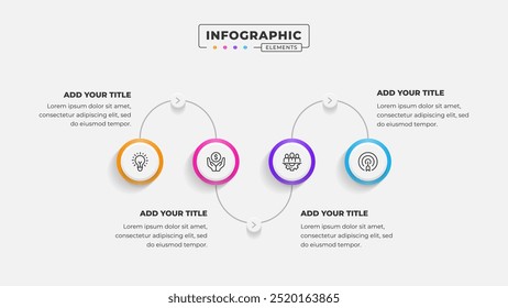 Vetor 4 etapas processo de negócios infográfico modelo de design