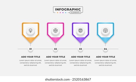 Vetor 4 etapas processo de negócios infográfico modelo de design