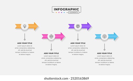 Vetor 4 etapas processo de negócios infográfico modelo de design