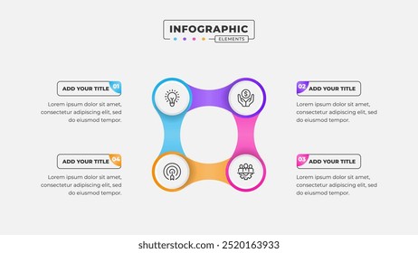 Vetor 4 etapas processo de negócios infográfico modelo de design