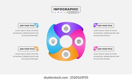 Vetor 4 etapas processo de negócios infográfico modelo de design