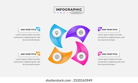 Vetor 4 etapas processo de negócios infográfico modelo de design