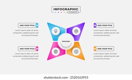 Vetor 4 etapas processo de negócios infográfico modelo de design