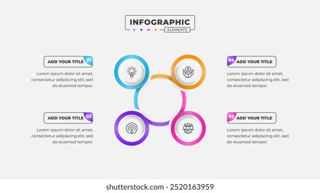 Vetor 4 etapas processo de negócios infográfico modelo de design