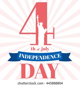 Vector 4 Th of July greeting card. Celebration banner, typography poster. Happy independence day of United States of America calligraphy concept. USA freedom background.