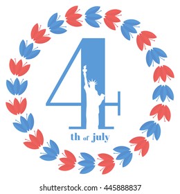 Vector 4 Th of July greeting card. Celebration banner, typography poster. Happy independence day of United States of America calligraphy concept. USA freedom background.
