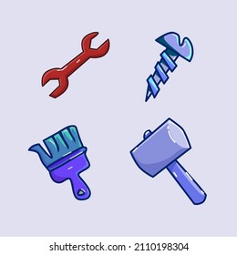 vector 4 tools color hammer skrew