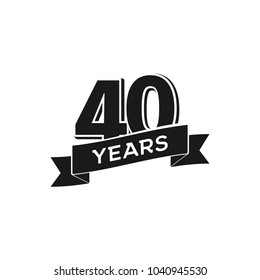 Logotipo del aniversario del vector 40 años. Logotipo negro aislado 40 aniversario con fondo blanco