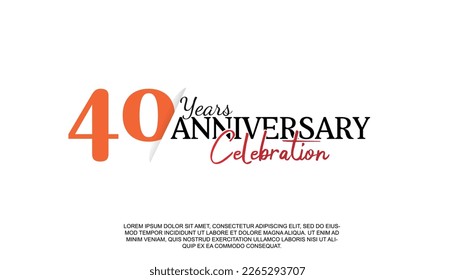 Vector 40 years anniversary logotype number with red and black color for celebration event isolated illustration design. 