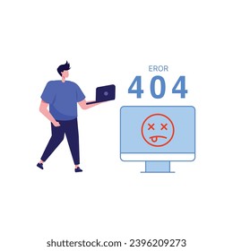 Vector 404 error page or file not found concept. Template design for web site under construction, system updates maintenance, flat infographics, character design, landing page, social media, business