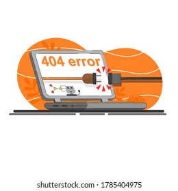 The vector of 404 error page not found concept. Creative flat design for web banner, business presentation, online article.