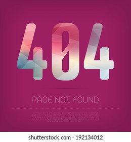 Vector 404 page design with colorful trendy and modern polygonal texture