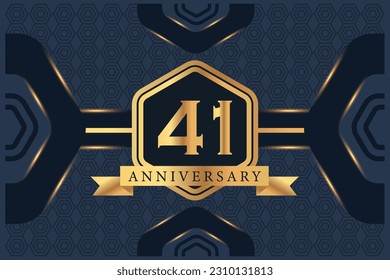 Vector 41 year anniversary celebration logo vector design with black elegant color on blue background