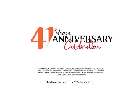 Vector 41 years anniversary logotype number with red and black color for celebration event isolated illustration design. 