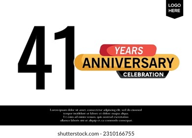 Lotipo de celebración del 41º aniversario del vector color amarillo negro aislado en fondo blanco