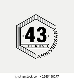 Vector 43 years celebrating anniversary design template. vector design and illustration.
