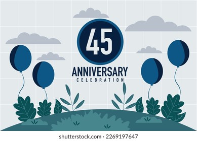 Vector 45 years anniversary invitation card. anniversary celebration modern design illustration template.	