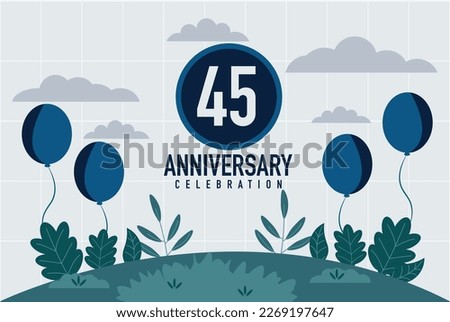 Vector 45 years anniversary invitation card. anniversary celebration modern design illustration template.	