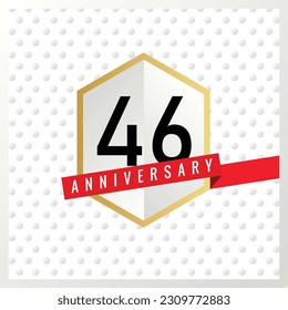 Celebración del 46º aniversario del vector sobre fondo blanco con números de color negro y diseño de confeti