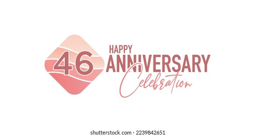 Vector 46th years anniversary logo, vector illustration design celebration with pink geometric design
