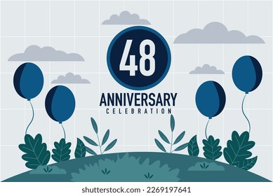 Vector 48 years anniversary invitation card. anniversary celebration modern design illustration template.	