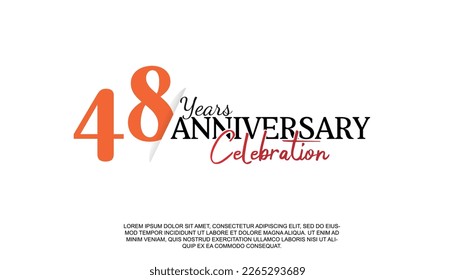 Número de logotipo de vectores de 48 años con color rojo y negro para la celebración evento diseño de ilustración aislado. 