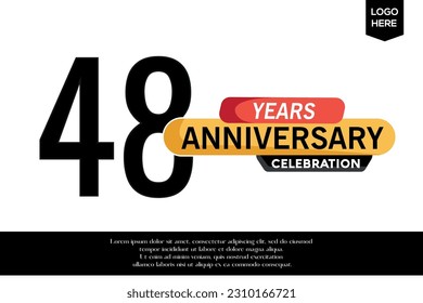 Vektor, 48. Jubiläum, Feier des Logotyps, schwarz-gelb, einzeln auf weißem Hintergrund