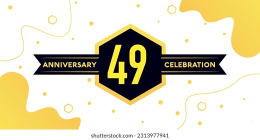 Vector 49 years anniversary logo vector design with yellow geometric shape with black on white background
