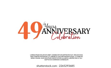 Número de logotipo de vectores de 49 años con color rojo y negro para la celebración evento diseño de ilustración aislado. 