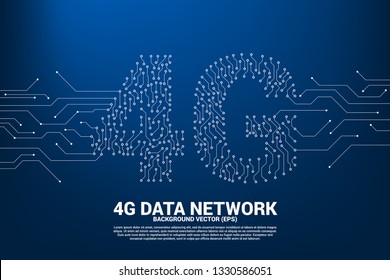 Vector 4G dot connect line circuit board style mobile data icon. Concept for data transfer of mobile and wi-fi data network.