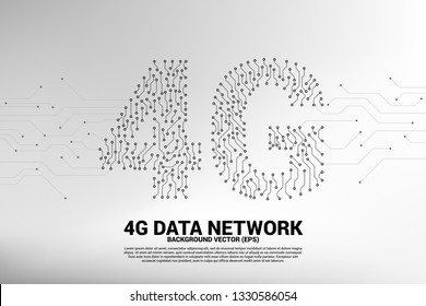Vector 4G dot connect line circuit board style mobile data icon. Concept for data transfer of mobile and wi-fi data network.
