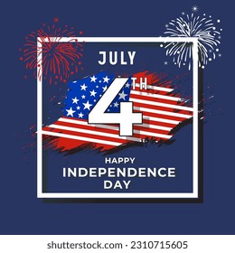 Vector 4th of july greeting card design with usa flag.