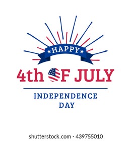 Vector 4th of July greeting card. Happy independence day of United States of America design concept. USA freedom background. Celebration banner, typography poster.