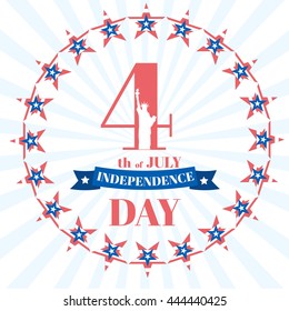 Vector 4th of July greeting card. Celebration banner, typography poster. Happy independence day of United States of America calligraphy concept. USA freedom background.