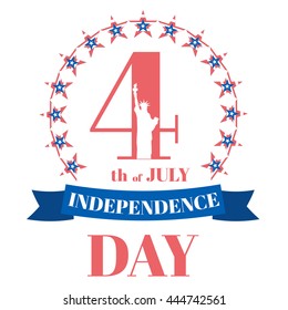 Vector 4th of July greeting card. Celebration banner, typography poster. Happy independence day of United States of America calligraphy concept. USA freedom background.