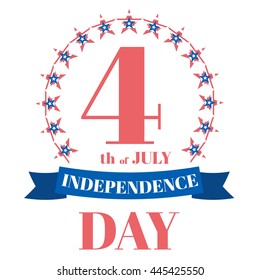 Vector 4th of July greeting card. Celebration banner, typography poster. Happy independence day of United States of America calligraphy concept. USA freedom background.