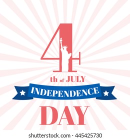 Vector 4th of July greeting card. Celebration banner, typography poster. Happy independence day of United States of America calligraphy concept. USA freedom background.