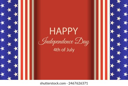 Vector 4th of July Holiday banner Design. Patriotic USA Independence Day concept in trend cut out paper style with Calligraphy inscription. EPS 10