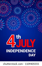 Vector 4th July Independence Day template with festive fireworks