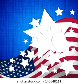 Vector 4th July Independence day background with stripes and stars