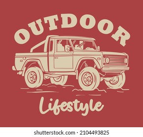 vector 4wd truck illustration for t shirts print designs