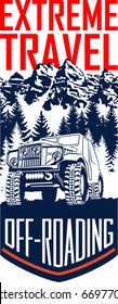 vector 4x4 off-roading travel flayer illustration