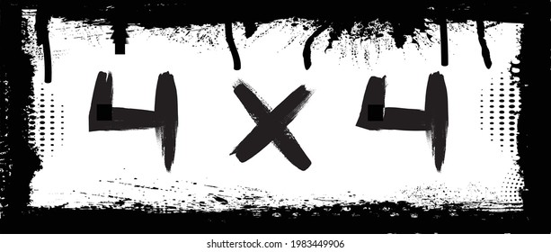 Sello vector 4x4. Elemento de diseño texturado.  La textura de barro salpicado de arena. pancarta 