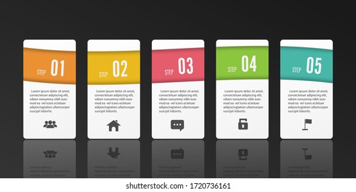 Vector 5 colorful infographic business template design.