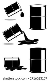 Vector, 5 different Condition Oil Barrel, Isolated on White

