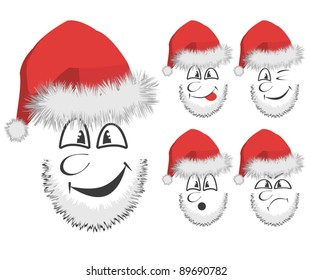 Vector of 5 fun Santa's faces