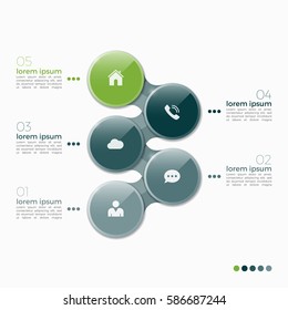 Vector 5 option infographic design with ellipses for presentations, advertising, layouts, annual reports