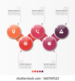 Vector 5 option infographic template with circles for presentations, advertising, layouts, annual reports
