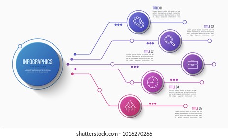 Vector 5 options infographic design, structure chart, presentation template. Editable stroke and global swatches.